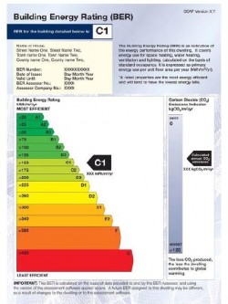 Example Building Energy Rating Certificate as can be provided by Clondalkin Gas, Dublin, Ireland after installing a boiler upgrade and/ or heating control upgrade